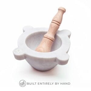 White Carrara Marble Mortar with Pestle Made in Italy ø 18 cm